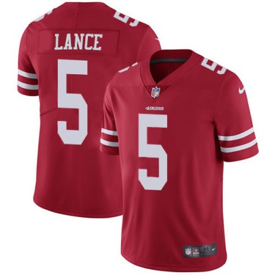 San Francisco 49ers #5 Trey Lance Red Team Color Men's Stitched NFL Vapor Untouchable Limited Jersey Men's